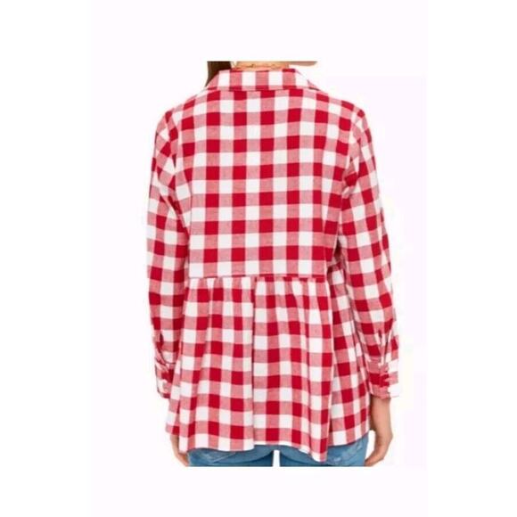 Pomander Place | NEW Apple Red Gingham Scarlett Long Sleeve Button Down Size S - Picture 4 of 15